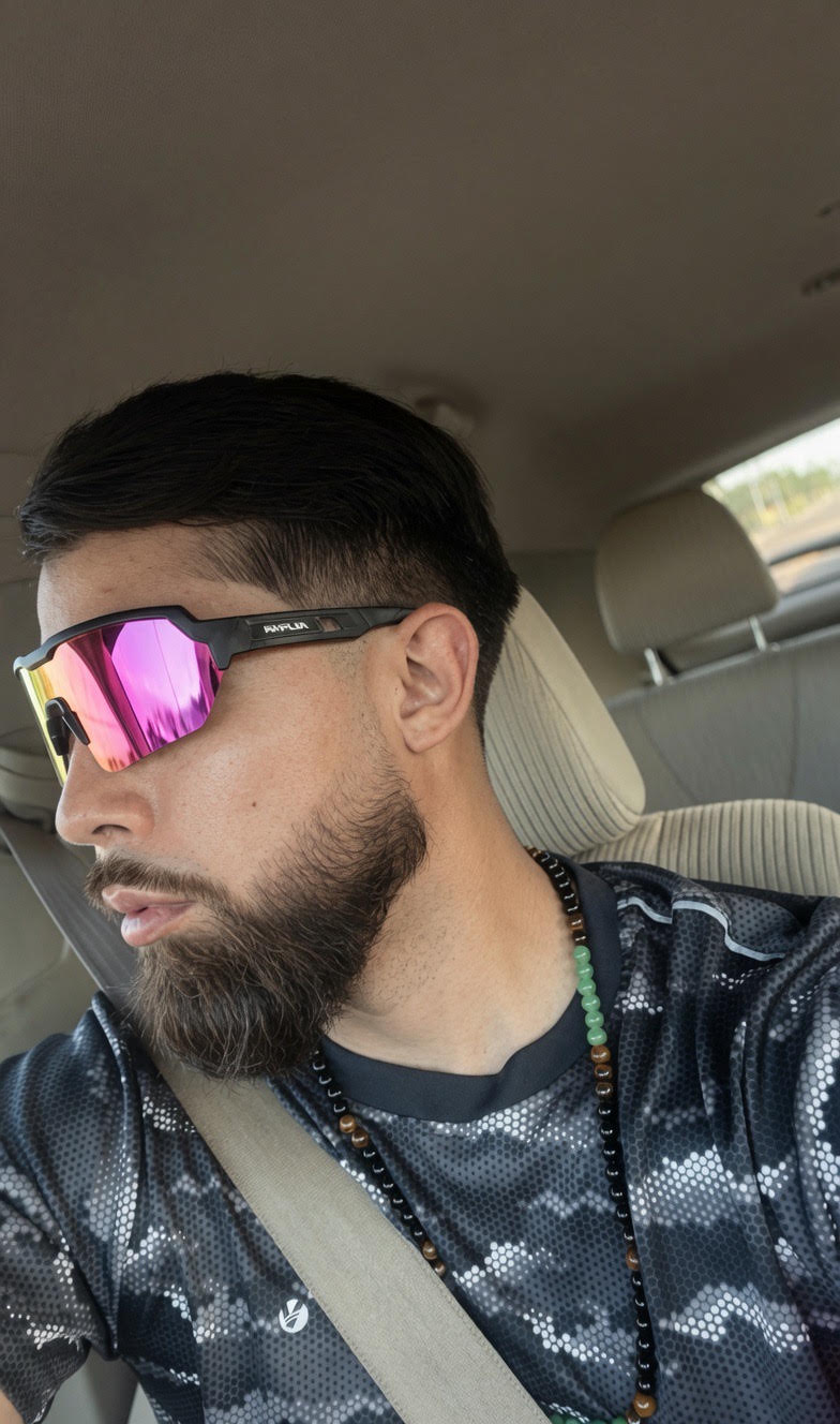 Customer wearing Alpha Eyewear